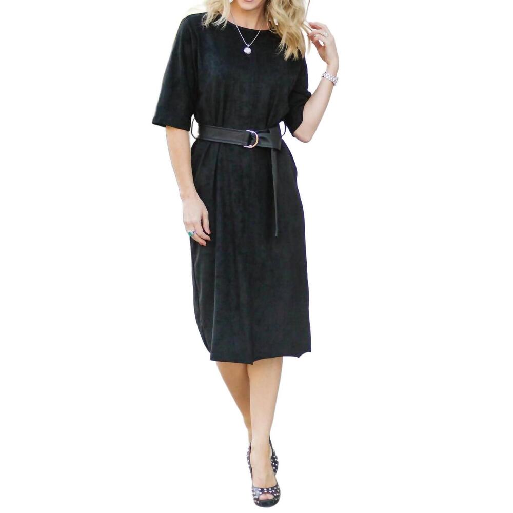 NEW WEEK& the tristen faux suede dress in black